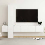 5 Piece TV Cabinet Set High Gloss White Engineered Wood