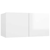 3 Piece TV Cabinet Set High Gloss White Engineered Wood