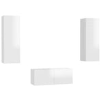 3 Piece TV Cabinet Set High Gloss White Engineered Wood