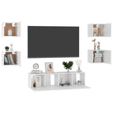 6 Piece TV Cabinet Set High Gloss White Engineered Wood