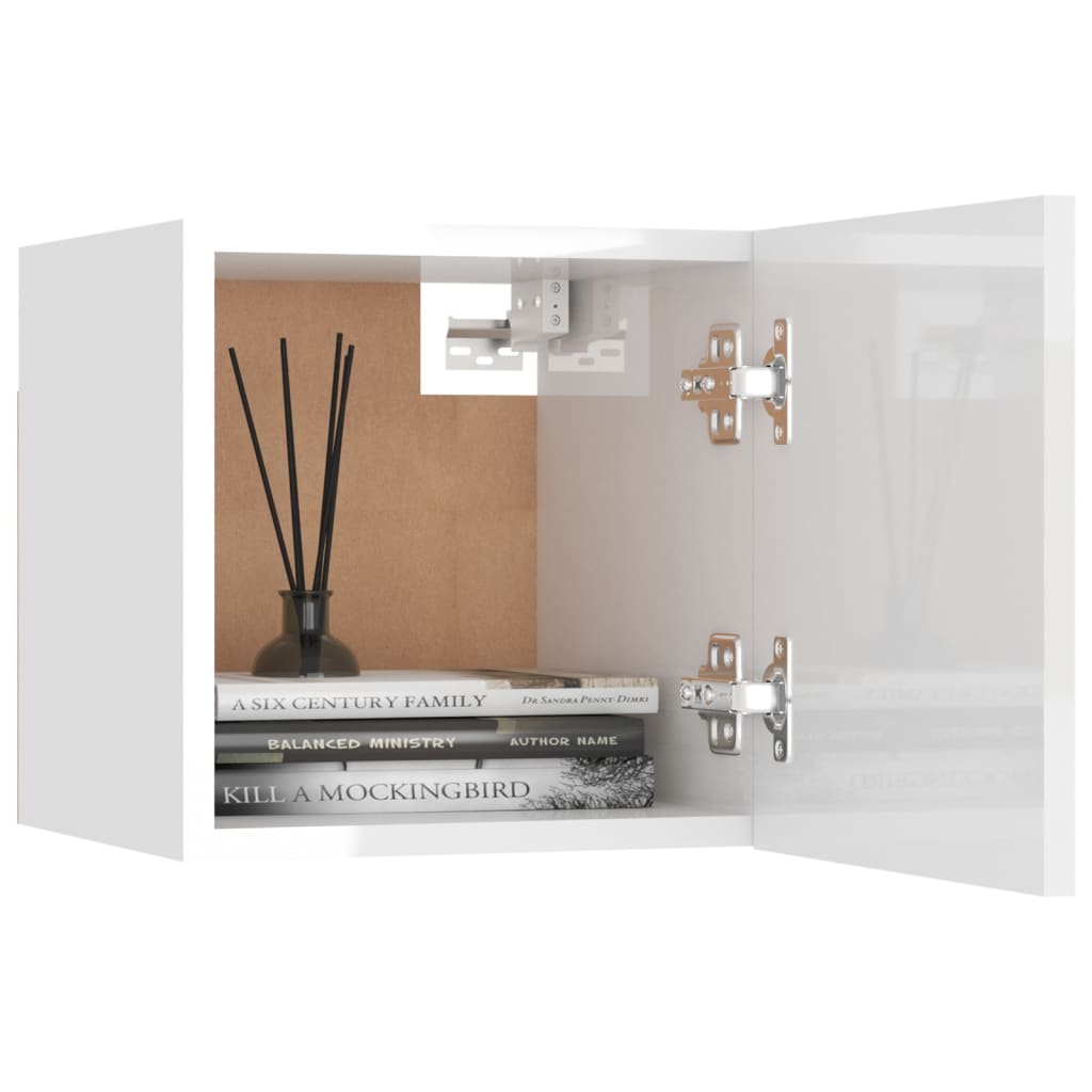 7 Piece TV Cabinet Set High Gloss White Engineered Wood