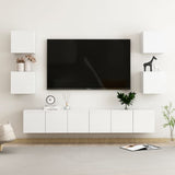 7 Piece TV Cabinet Set High Gloss White Engineered Wood