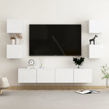 6 Piece TV Cabinet Set High Gloss White Engineered Wood