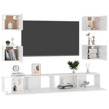 6 Piece TV Cabinet Set High Gloss White Engineered Wood - Side View