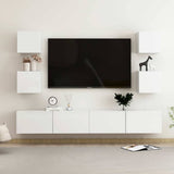 6 Piece TV Cabinet Set High Gloss White Engineered Wood