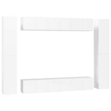 10 Piece TV Cabinet Set High Gloss White Engineered Wood