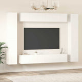 10 Piece TV Cabinet Set High Gloss White Engineered Wood - Side View