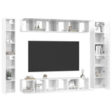 10 Piece TV Cabinet Set High Gloss White Engineered Wood - Top-Down View