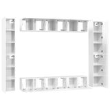 10 Piece TV Cabinet Set High Gloss White Engineered Wood - 45-Degree Angle