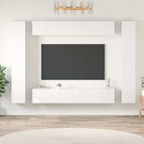 10 Piece TV Cabinet Set High Gloss White Engineered Wood