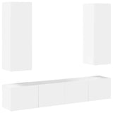 4 Piece TV Cabinet Set High Gloss White Engineered Wood