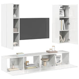 4 Piece TV Cabinet Set High Gloss White Engineered Wood - Top-Down View
