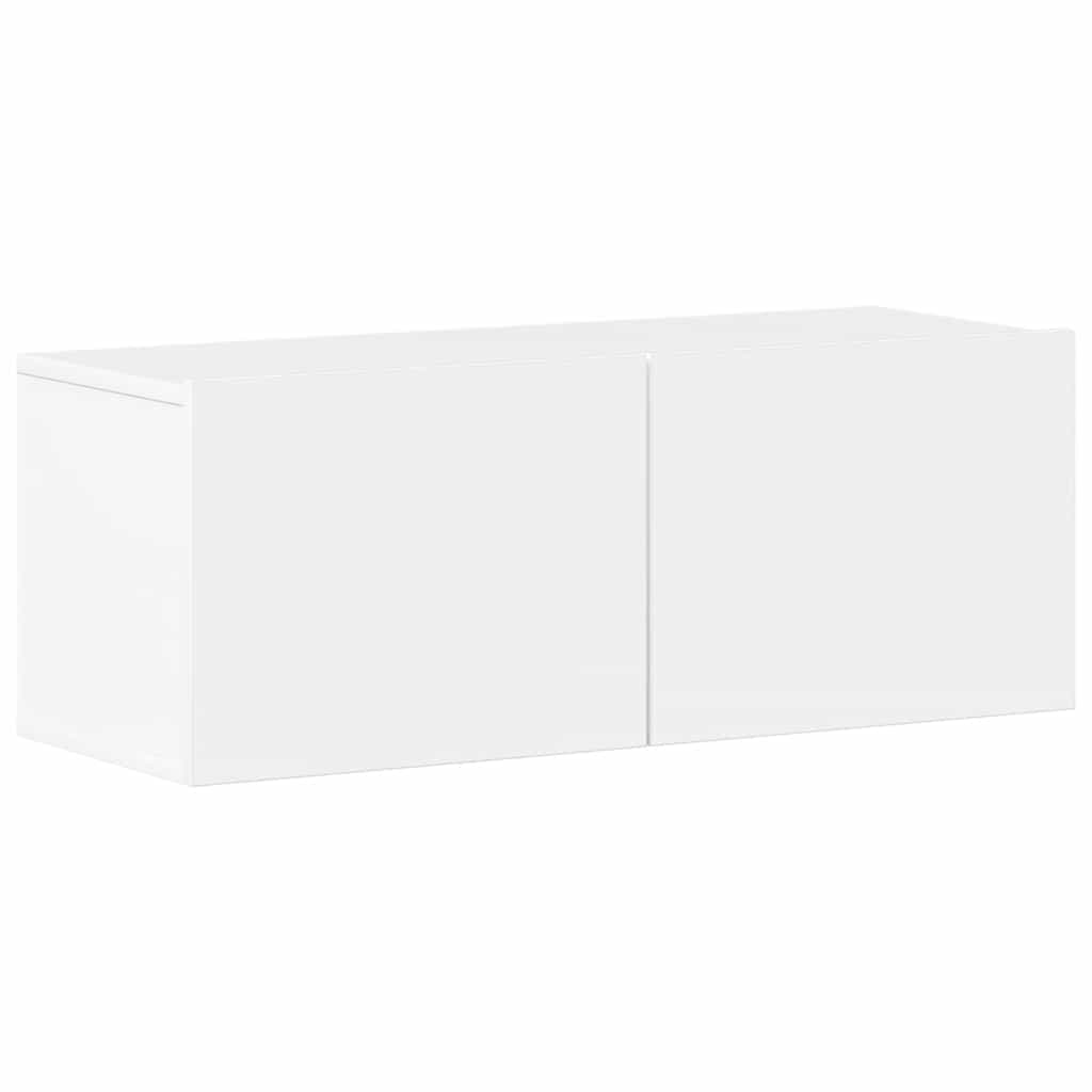 4 Piece TV Cabinet Set High Gloss White Engineered Wood