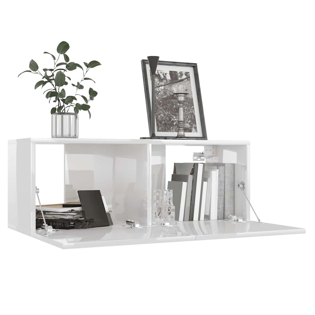 8 Piece TV Cabinet Set High Gloss White Engineered Wood