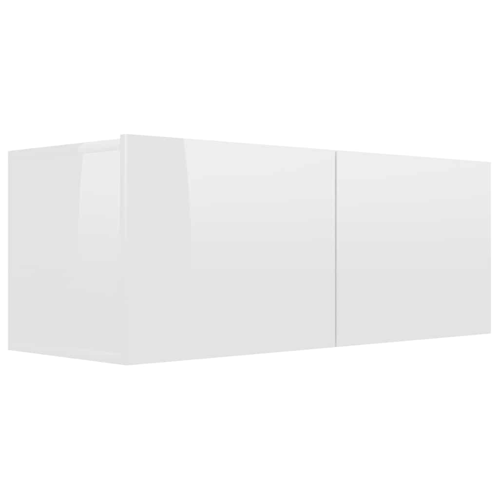 8 Piece TV Cabinet Set High Gloss White Engineered Wood