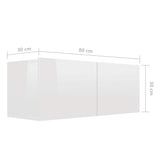 8 Piece TV Cabinet Set High Gloss White Engineered Wood - Low Angle