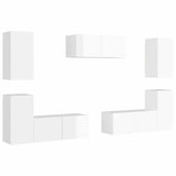 7 Piece TV Cabinet Set High Gloss White Engineered Wood