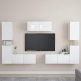 7 Piece TV Cabinet Set High Gloss White Engineered Wood