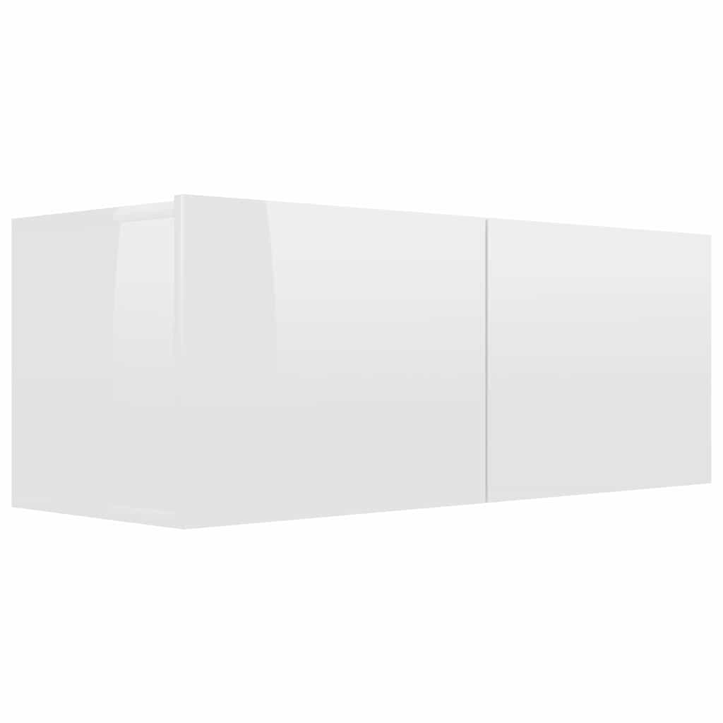 4 Piece TV Cabinet Set High Gloss White Engineered Wood