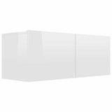 4 Piece TV Cabinet Set High Gloss White Engineered Wood