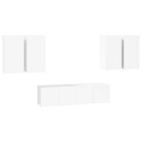 6 Piece TV Cabinet Set High Gloss White Engineered Wood