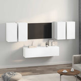 6 Piece TV Cabinet Set High Gloss White Engineered Wood - Side View