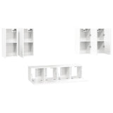 6 Piece TV Cabinet Set High Gloss White Engineered Wood