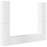 6 Piece TV Cabinet Set High Gloss White Engineered Wood - Front View