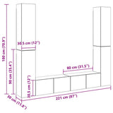 6 Piece TV Cabinet Set High Gloss White Engineered Wood