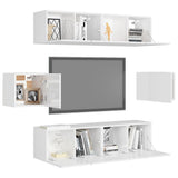 6 Piece TV Cabinet Set High Gloss White Engineered Wood