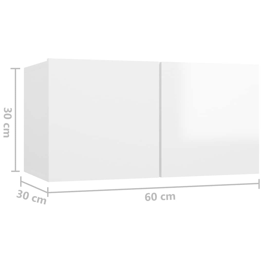 6 Piece TV Cabinet Set High Gloss White Engineered Wood