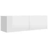 6 Piece TV Cabinet Set High Gloss White Engineered Wood - Top-Down View