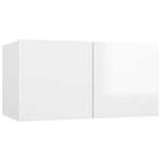4 Piece TV Cabinet Set High Gloss White Engineered Wood