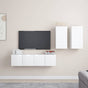 4 Piece TV Cabinet Set High Gloss White Engineered Wood