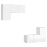 4 Piece TV Cabinet Set High Gloss White Engineered Wood