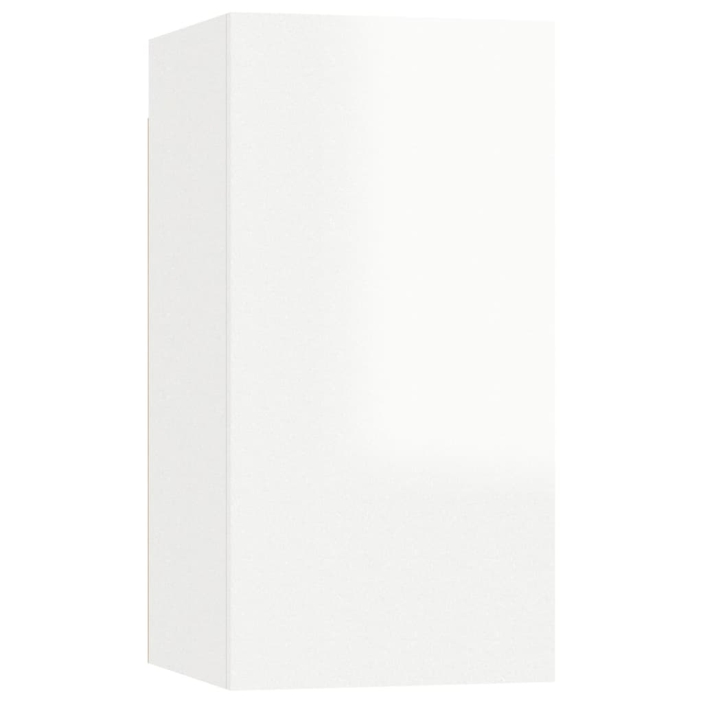 4 Piece TV Cabinet Set High Gloss White Engineered Wood