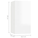 4 Piece TV Cabinet Set High Gloss White Engineered Wood - Rear View