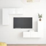 4 Piece TV Cabinet Set High Gloss White Engineered Wood