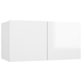 8 Piece TV Cabinet Set High Gloss White Engineered Wood - Top-Down View