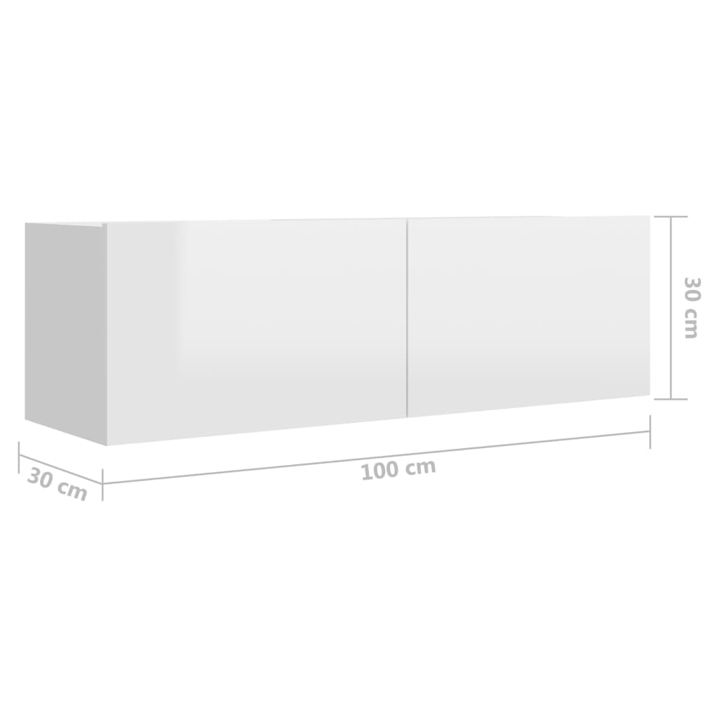 8 Piece TV Cabinet Set High Gloss White Engineered Wood
