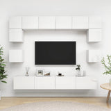 8 Piece TV Cabinet Set High Gloss White Engineered Wood