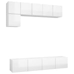 5 Piece TV Cabinet Set High Gloss White Engineered Wood