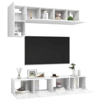 5 Piece TV Cabinet Set High Gloss White Engineered Wood