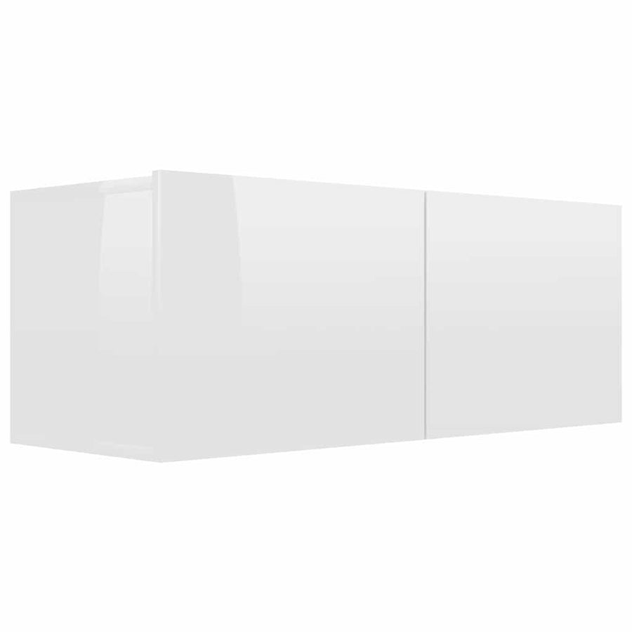 5 Piece TV Cabinet Set High Gloss White Engineered Wood