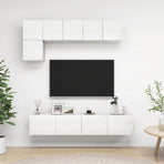5 Piece TV Cabinet Set High Gloss White Engineered Wood