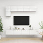 5 Piece TV Cabinet Set High Gloss White Engineered Wood