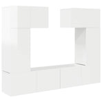 6 Piece TV Cabinet Set High Gloss White Engineered Wood