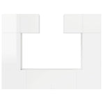 6 Piece TV Cabinet Set High Gloss White Engineered Wood