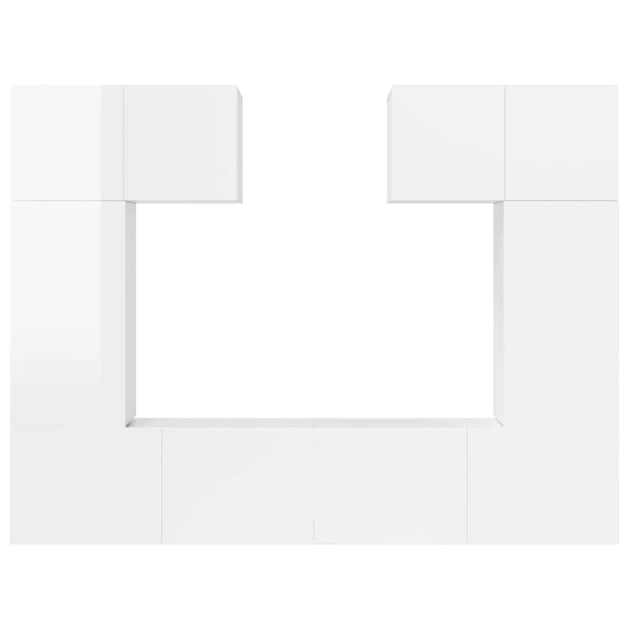 6 Piece TV Cabinet Set High Gloss White Engineered Wood