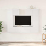 6 Piece TV Cabinet Set High Gloss White Engineered Wood